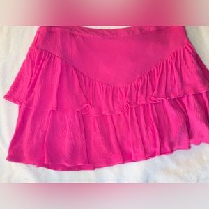 Pink mini ruffle skirt
